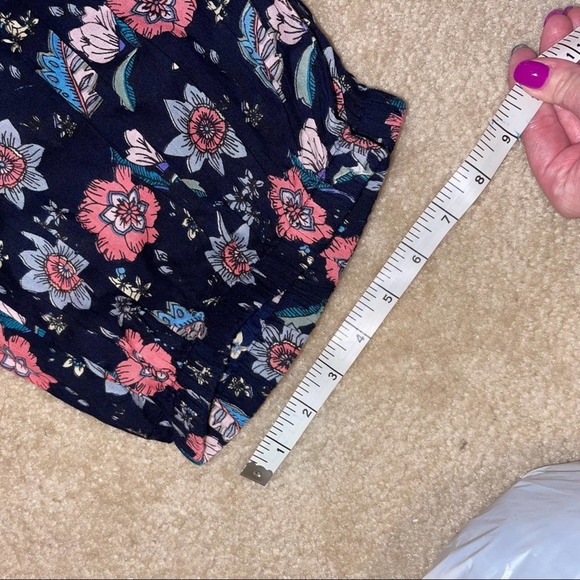 NWT RAGA Navy & Pink Floral Boho Palazzo Elastic Waist Pant Small - Picture 10 of 12
